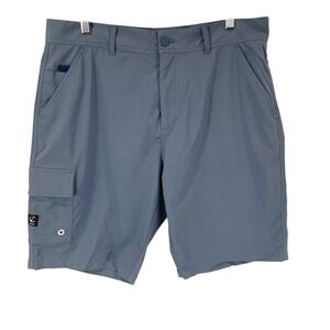 HIHO Mens Cargo Shorts Blue Size 34 Anchor Logo Outdoor Casual Beach